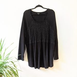 Torrid black lace panel long sleeved sweater